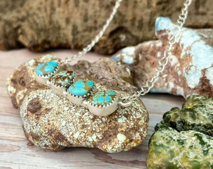 Handmade Sterling Silver Number 8 Turquoise Necklace With Signed Nizhoni