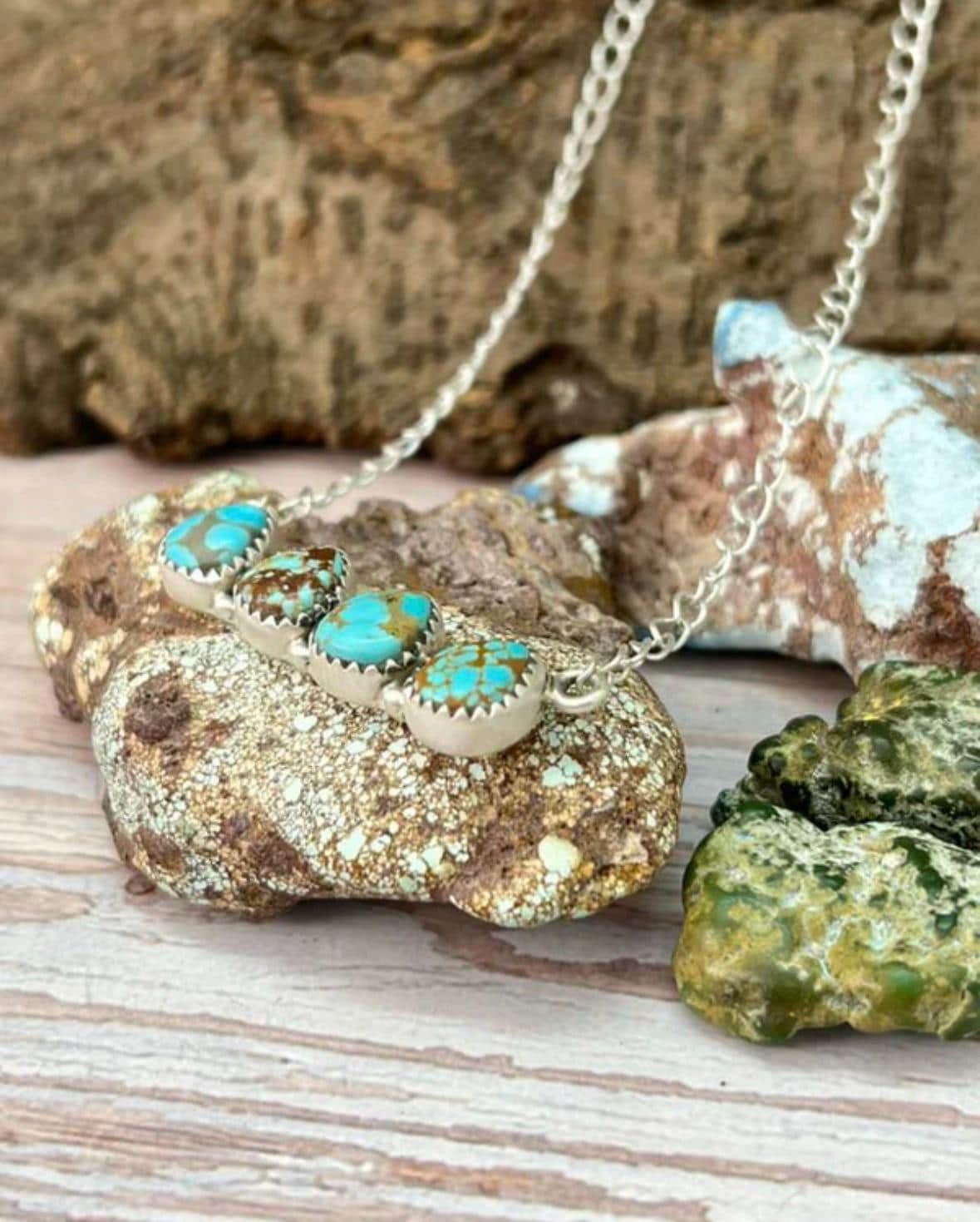Handmade Sterling Silver Number 8 Turquoise Necklace With Signed