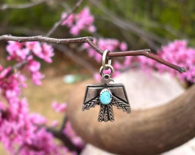Handcrafted Sterling Silver & Turquoise Thunderbird Pendant