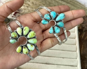 Handmade Sterling Silver white water Stone Naja Cuff Bracelet "Signed Nizhoni"