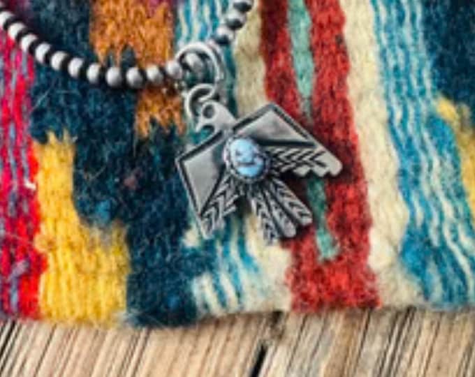 Handcrafted Sterling Silver & Turquoise Thunderbird Pendant