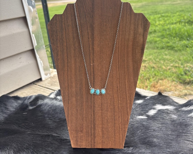 White Water Turquoise Cluster Sterling Silver Necklace