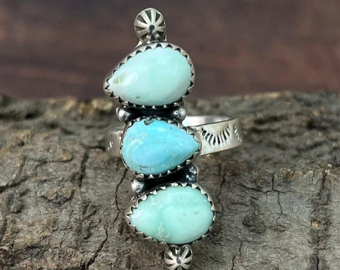 Handmade Sterling Silver White Water With Paloma Adjustable Ring "Signed Nizhoni"