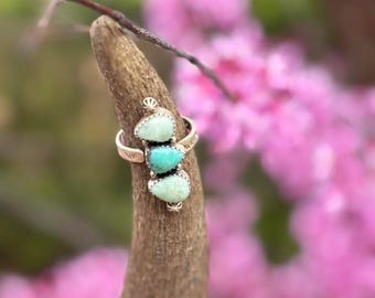 Handmade Sterling Silver White Water With Paloma Adjustable Ring "Signed Nizhoni"