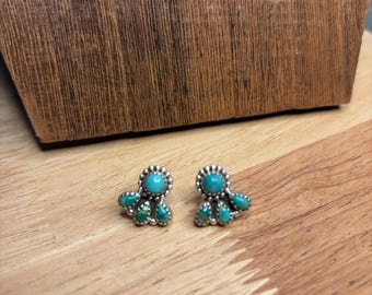 Handmade Sterling Silver Kingman Turquoise Necklace Earrings Set "Signed Nizhoni"