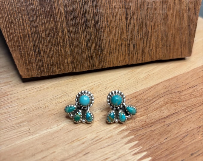 Handmade Sterling Silver Kingman Turquoise Necklace Earrings Set "Signed Nizhoni"