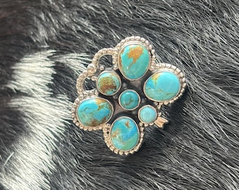 Number 8 Turquoise Butterfly Sterling Silver Ring