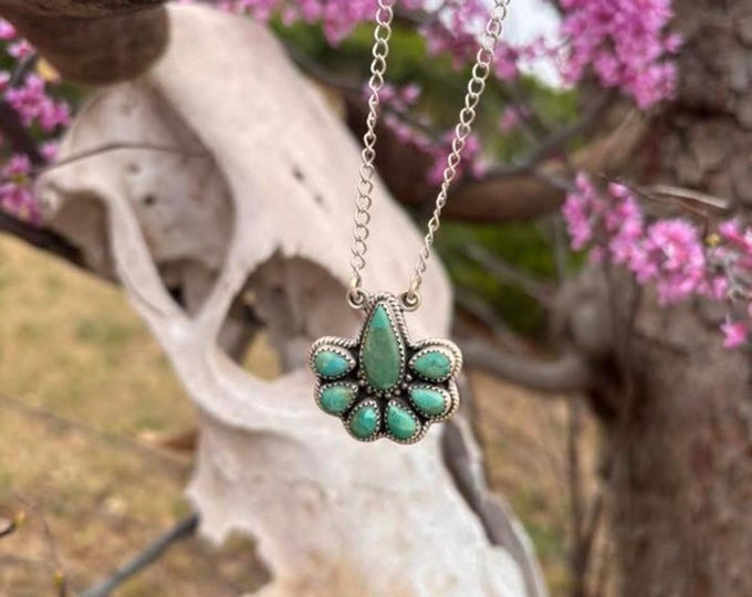 Handmade Sterling Silver Kingman Turquoise Necklace With Signed Nizhoni