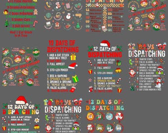 12 Days Of Dispatching Christmas PNG, Funny 911 Dispatcher Holiday Clipart, Sublimation Digital Download