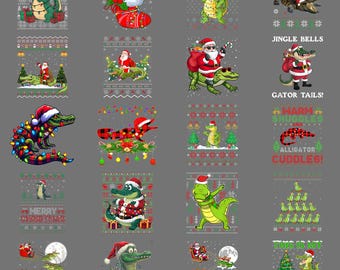Alligator Christmas PNG - Funny Animal Holiday Humor Clipart, Santa Gator Sublimation