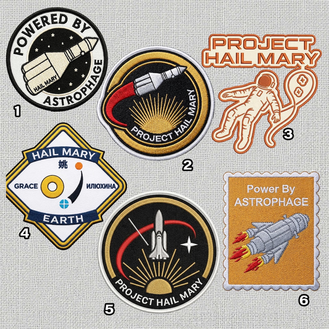 Project Hail Mary Embroidered Patch Set, Andy Weir Inspired Sci-fi