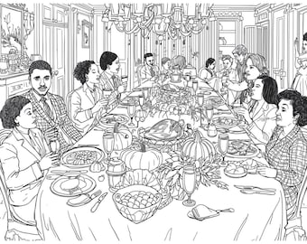Thanksgiving Dinner Coloring Page
