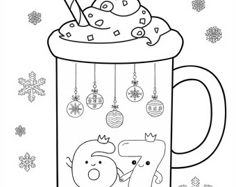 67 Christmas Hot Cocoa Mug Coloring Page
