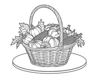 Fall Basket Coloring Page