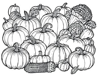 Fall Pumpkin Collage Coloring Page