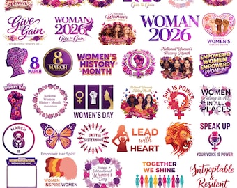 International Women’s Day PNG Bundle 2026, 8 March Png,Women’s History Month Png,Empowered Women Clipart,Feminist Png,Women Inventors Design