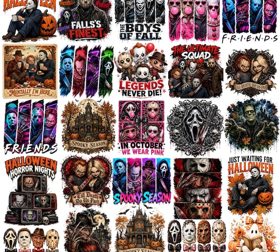 Halloween Horror PNG Bundle — Spooky Season, Retro Halloween & Horror Characters