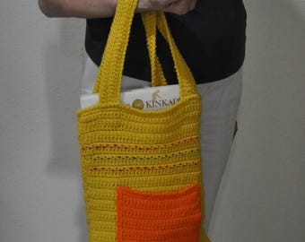 Patrón de ganchillo/Bolso de mano amarillo girasol fácil de hacer