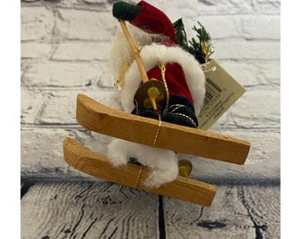 Vintage NWT The Santas Ornament By Tina Mitchell Ski Christmas Tree Decor