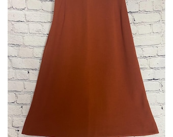 NWOT 70-tals Devon A-linjekjol 10 Bränd Orange Plisserad Resår Retro Disco