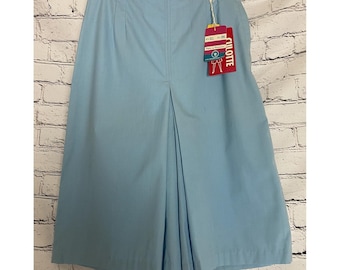 Vtg NWT 70's Blue 9/10 Culottes Gaucho Wide Leg Midi Crop Pants Disco