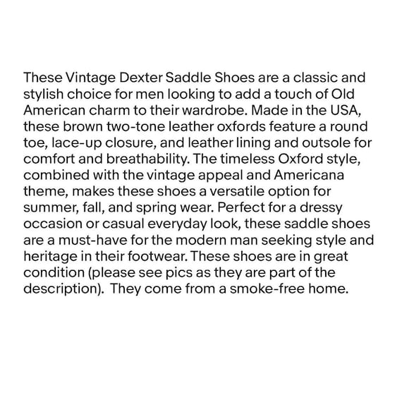 Vintage Dexter Saddle Shoes Mens 9.5M Brown Two-tone Leather  display picture 3