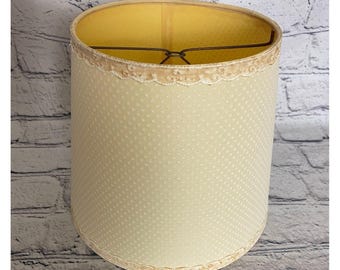 NWT Vtg Roseart Cream Subtle Polka Dot Lace MCM Boudoir Drum Lampshade 8x7.25