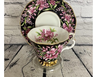 Royal Albert England Provincial Flowers Pink Fireweed Footed Cup & Saucer Teacup