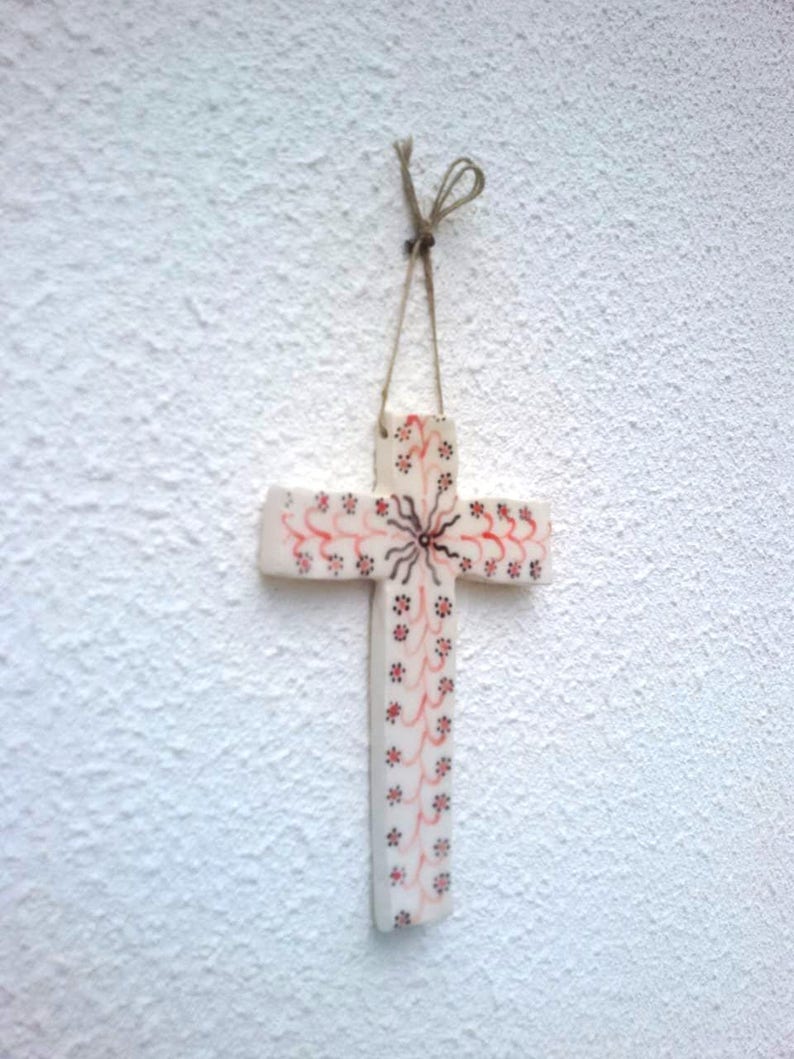 Ceramic Wall Hanging Cross Handmade Ceramic Cross Decorative Etsy