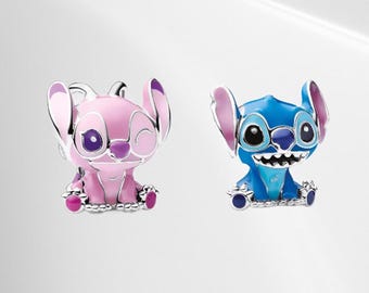 Pandora Disney Stitch Charm Set,Lilo & Stitch Angel Charm,Fit Pandora bracelet,Christmas gifts For Her