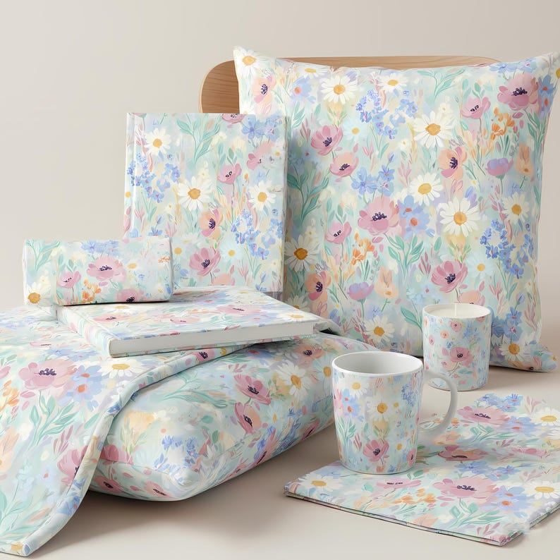 Seamless Wild Flowers Watercolor Pattern for Textile Print image 7