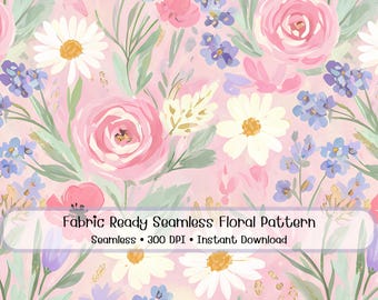Floral Seamless Pattern Clipart Commercial Use Watercolor Flower Background Surface Pattern Print Textile Design