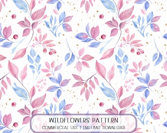 Pastel Wildflowers Botanical Pattern Print (Digital Download)
