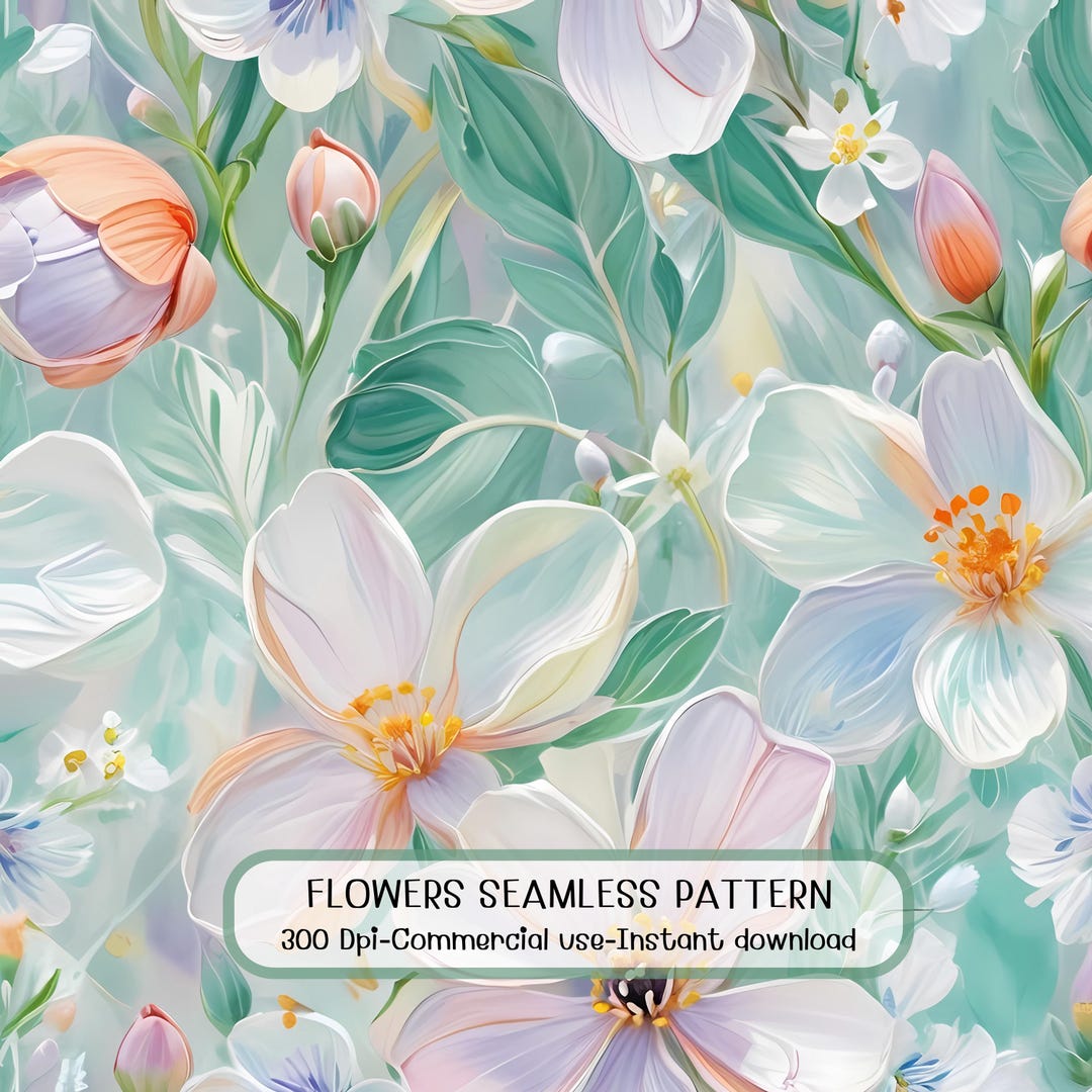 Seamless Watercolor Wildflowers Pattern, Pastel Floral Digital Paper ...
