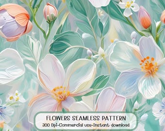 Bezszwowy wzór akwarelowych kwiatów polnych, cyfrowy papier pastelowy z motywem kwiatowym (do użytku komercyjnego)