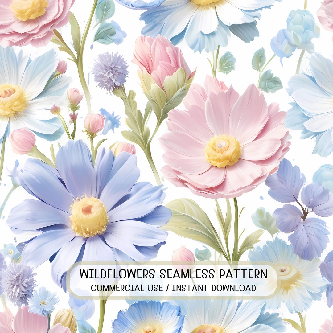 Pastel Wildflower Watercolor Seamless Pattern (digital Download) - Etsy