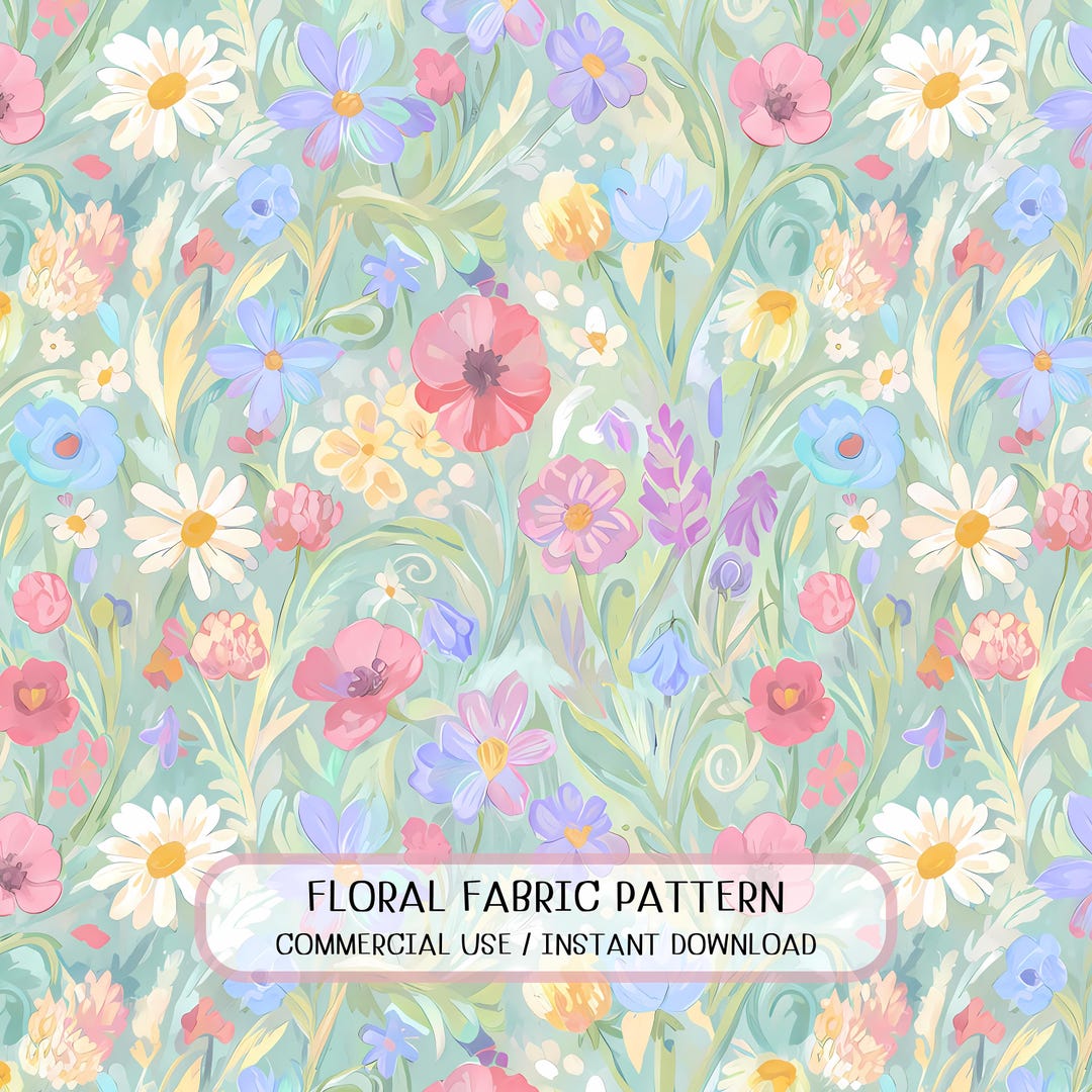 Seamless Pastel Wildflower Watercolor Pattern, Floral Digital Paper ...