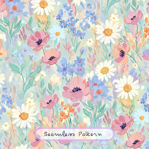 Seamless Wild Flowers Watercolor Pattern for Textile Print