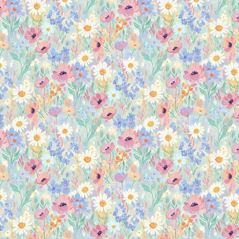 Seamless Wild Flowers Watercolor Pattern for Textile Print image 2