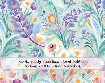 Pastel Wildflower Floral Pattern for Baby Nursery Crafts Commercial Use Textile Design (Digital Download)