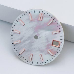Custom Logo 28.5mm Sterile Watch Dial for NH35 NH36 Movement, Iridescent Pearl Date Watch Face, DIY Automatic Watch Mod Parts
