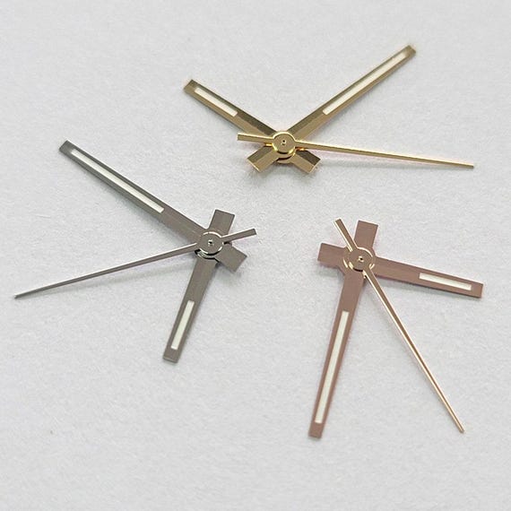 Classic Baton Watch Hands Set for NH35 NH36 Movement | Polished Finish | Green Lume | Silver, Gold, Rose Gold | Professional Mod Parts