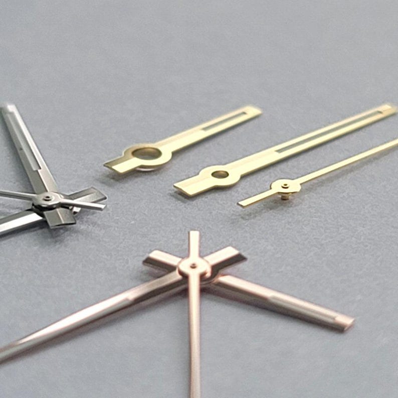 Classic Baton Watch Hands Set for NH35 NH36 Movement | Polished Finish | Green Lume | Silver, Gold, Rose Gold | Professional Mod Parts image 2