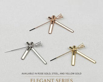 Premium Watch Hands for NH35 NH36 NH38 | Elegant Series Mod Kit | Polished Rose Gold, Steel, Gold | Unique "V" Second Hand | DIY Watch Parts