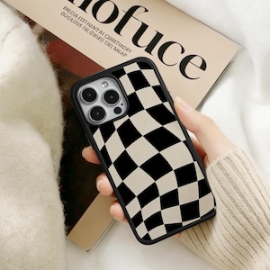 Black Twisted Cube Leather iPhone Case, Personalized Initials iPhone Case For iPhone 17 16 15 14 13 12 11 Pro Max Plus Mini Case, Gift idea