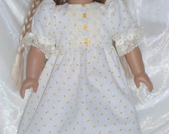 18 Inch Doll Yellow Roses Cotton Print Short Sleeve Dress, 18" Doll Clothes, AG Doll Clothes, Girl Doll Clothes, Christmas Dress, Doll Dress