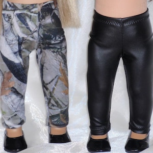 18 Inch Doll Black Leather Look or Camouflage Leggings, 18&quot; Doll Clothes, AG Doll Clothes, Girl Doll Clothes