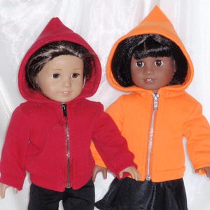 18 Inch Doll Assorted Zip Front Sweatshirt Hoodie and Matching Pants, AG Doll Clothes, 18&quot; Doll Clothes, Girl Doll Clothes, Boy Doll Clothes