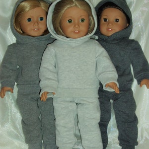 18 Zoll Puppe Assortierte Graue Sweatshirt Hose und Passendes Hoodie, AG Puppenkleidung, 18 "Puppenkleidung, Mädchen Puppenkleidung, Jungen Puppenkleidung