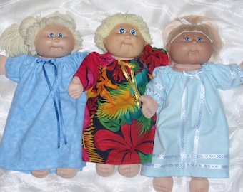 Cabbage Patch Assorted Print Nightgowns, Baby Alive Pajamas, 16"-18- Doll Pajamas, Christmas Present,